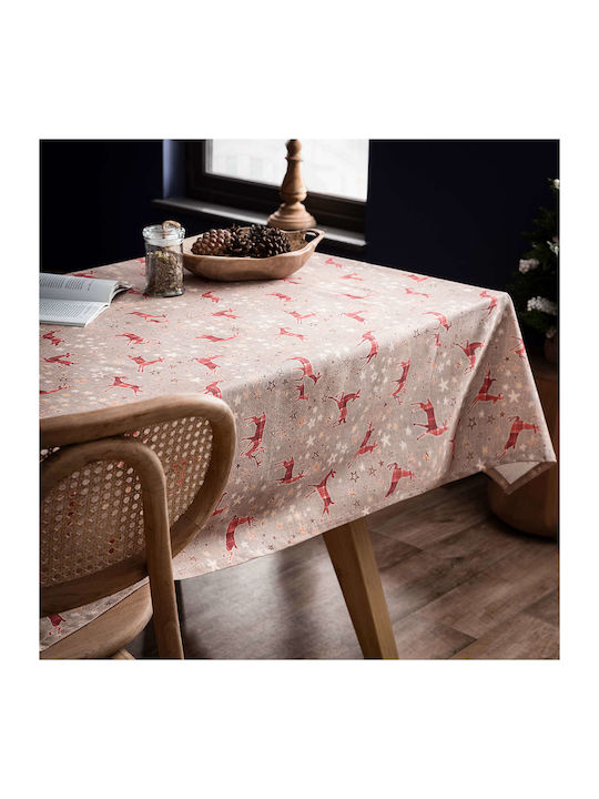 Gofis Home Christmas Tablecloth Square Fabric Beige L85xW85cm.