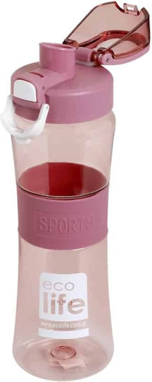 Ecolife Kids Water Bottle Plastic with Straw Pink 650ml