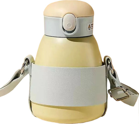 MDHL 55412 Kinderflasche Thermos Rostfreier Stahl mit Strohhalm Gelb 600ml