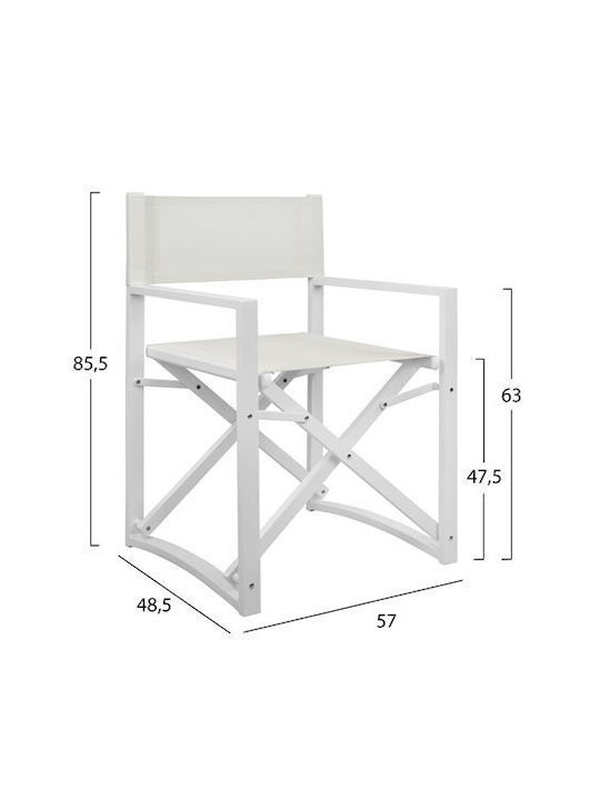 Καρέκλα Σκηνοθέτη Αλουμινίου Λευκή 57x48.5x85.5εκ.