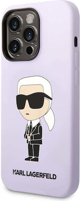 Karl Lagerfeld Ikonik Umschlag Rückseite Silikon Lila (iPhone 14 Pro Max) KLHCP14XSNIKBCU