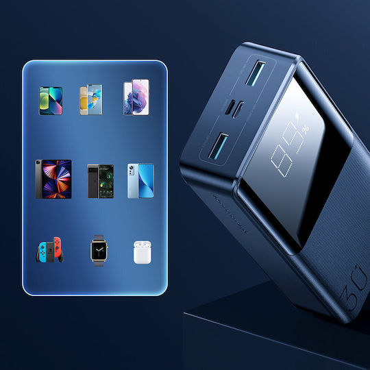 Joyroom JR-T015 Power Bank 30000mAh 15W με 2 Θύρες USB-A και Θύρα USB-C Μαύρο