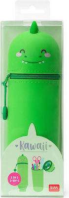 Legami Milano Dino Pencil Case Barrel with 1 Compartment Green