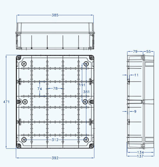 Aca Surface Mounted Electrical Box Branching Watertight IP65 in Gray Color