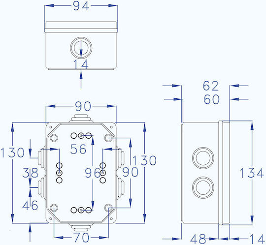 Aca Elektrisches Gehäuse für Außenmontage Verzweigung IP54 in Gray Farbe