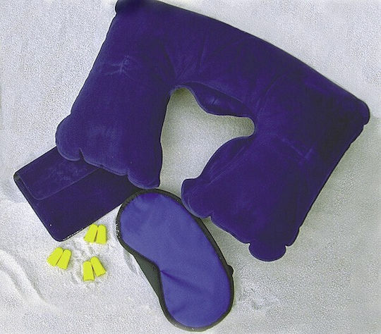 Travel Set Earplugs, Mask and Pillow 19x14x4cm Blue