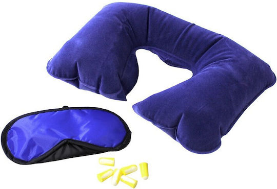 Travel Set Earplugs, Mask and Pillow 19x14x4cm Blue