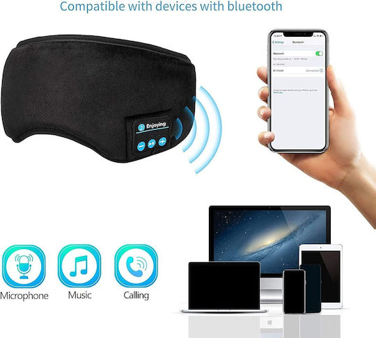 Travel Music Eye Cover Μάσκα Ύπνου Πολυεστερική με Bluetooth Ακουστικά Γκρι
