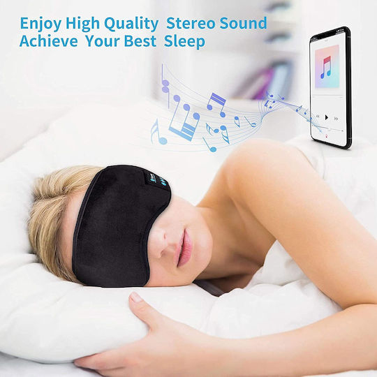Travel Music Eye Cover Μάσκα Ύπνου Πολυεστερική με Bluetooth Ακουστικά Καφέ