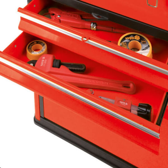 Yato Wheeled Metallic Tool Carrier 2 Slot with Toolbox and Cabinet W52xD32xH72cm