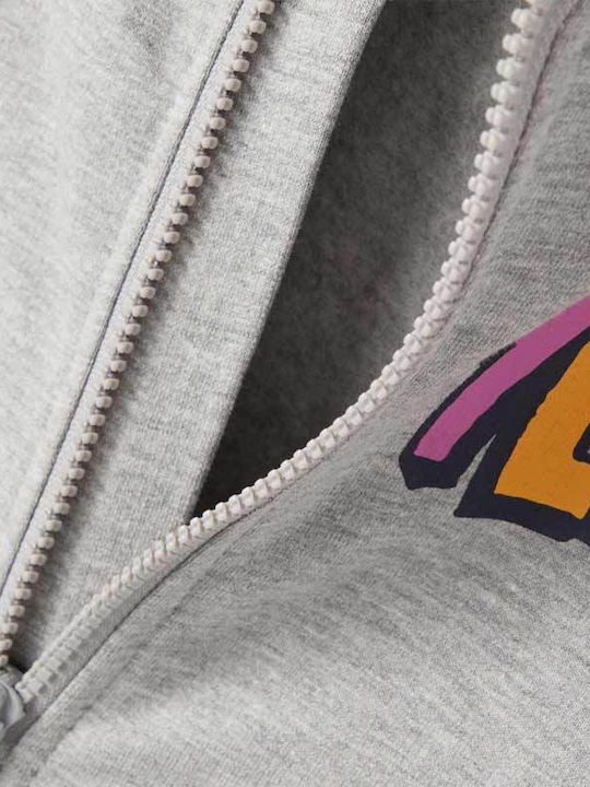 Fleece Παιδική Φούτερ Ζακέτα με Κουκούλα και Τσέπες Γκρι