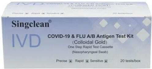 Singclean Ivd Covid-19 & Flu A/B Antigen Kit 20pcs Diagnostic Test for Rapid Detection Antigens with Nasal Sample