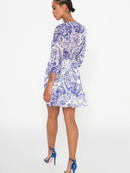 Matis Fashion Mini Καλοκαιρινό All Day Φόρεμα με Μανίκι 3/4 Μπλε