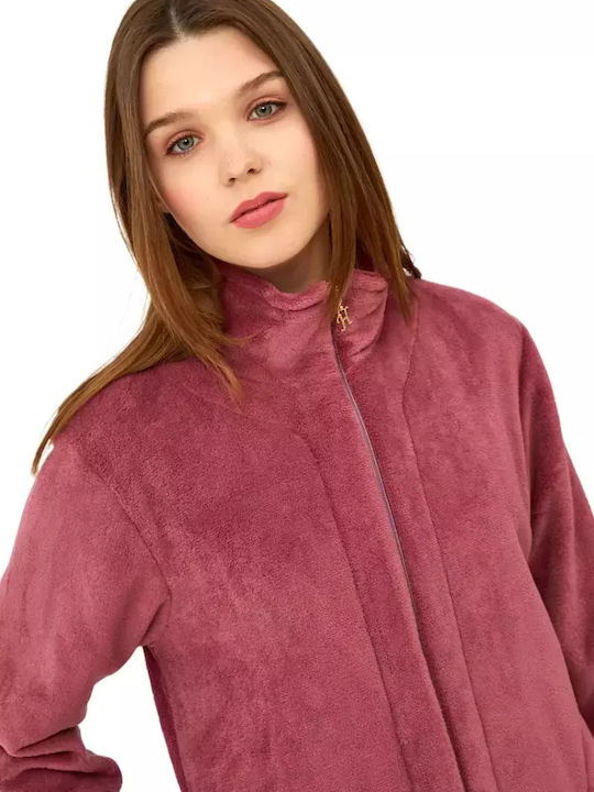 Harmony Winter Women's Fleece Robe Dusty Pink