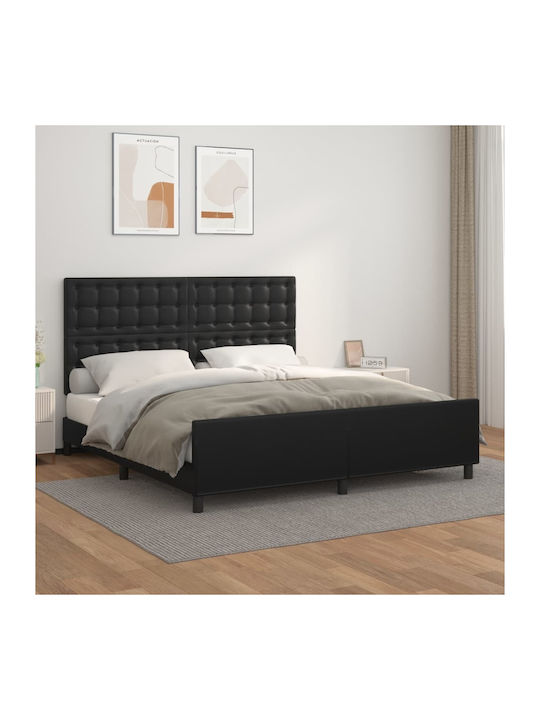 Κρεβάτι King Size Επενδυμένο με Δερματίνη Μαύρο για Στρώμα 180x200cm