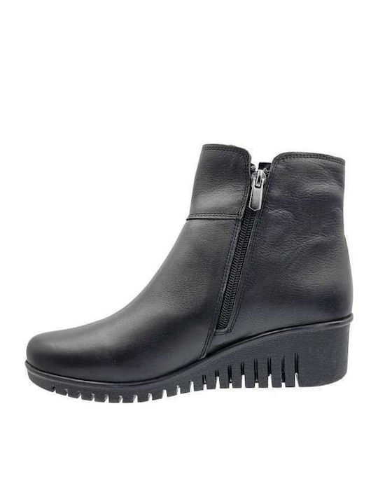 Leather Women's Ankle Boots Platform Black