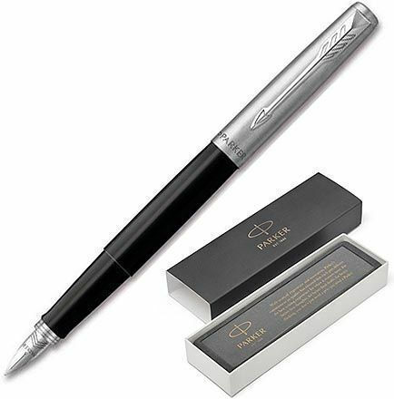 Parker Fountain Pen Fine Black Steel with Black Ink