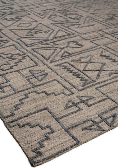 Naf Naf Galleria ZR-330 Handgefertigt Teppich Rechteckig Synthetisch,Polyester/Cotton/Leather Charcoal