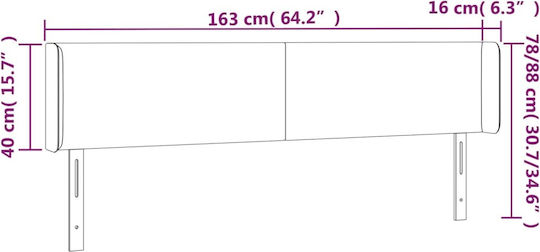 vidaXL Stoff Kopfstütze für Betten Dunkelgrau 163x88cm