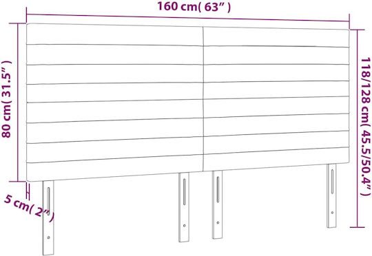 vidaXL Κεφαλάρι Κρεβατιού Υφασμάτινο Ροζ 160x118cm