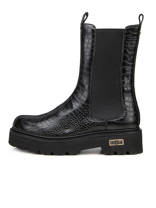 Slash Leder Damen Chelsea Stiefeletten Schwarz