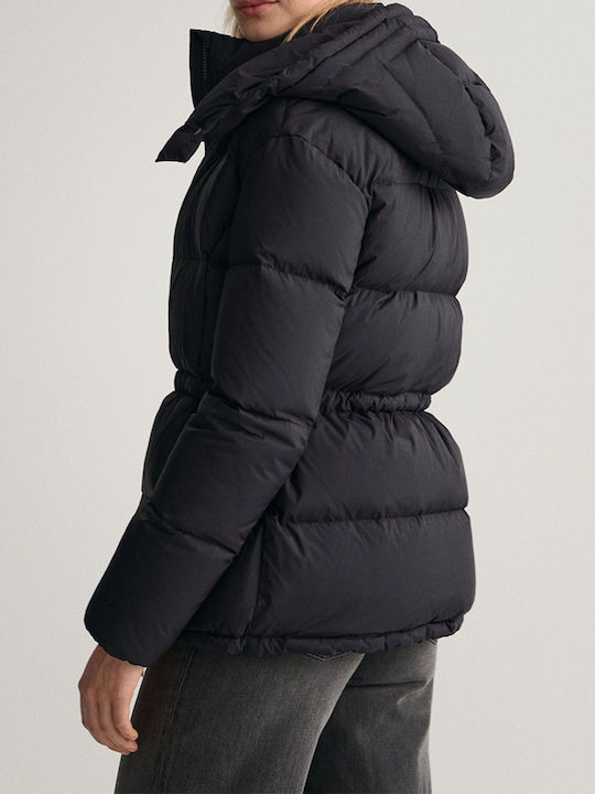 Gant Women's Short Puffer Jacket for Winter with Hood Black