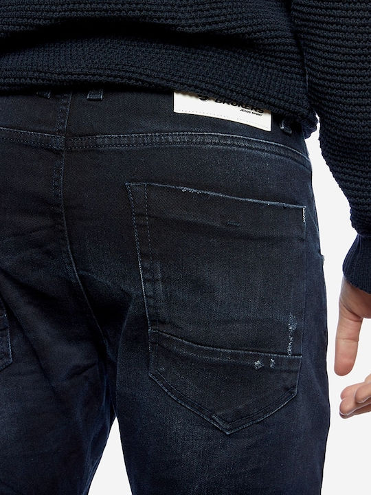 Men's Elastic Jeans Pants with Regular Fit Navy Blue