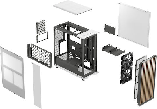 Fractal Design North Gaming Midi Tower Κουτί Υπολογιστή με Πλαϊνό Παράθυρο Chalk White TGC