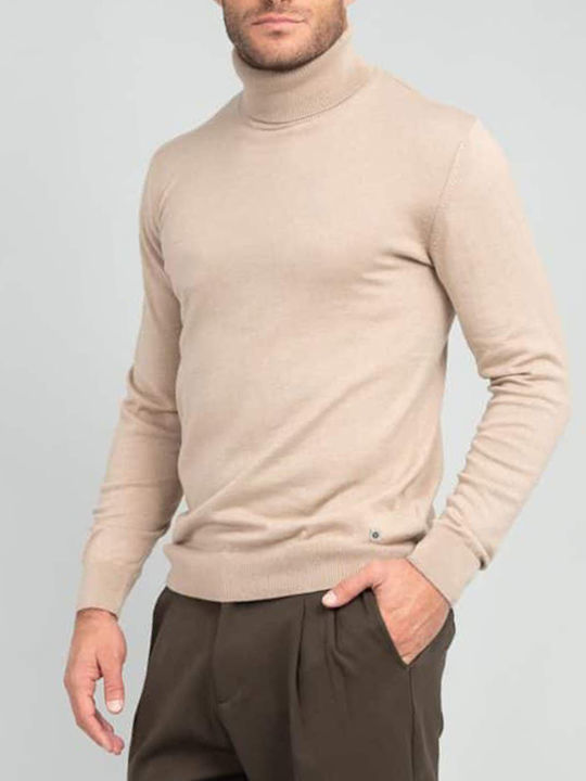 Vittorio Artist Herren Langarm-Pullover Rollkragen Beige