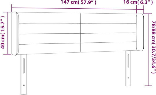 vidaXL Κεφαλάρι Κρεβατιού Υφασμάτινο Ροζ 147x88cm