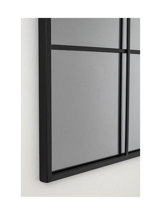 Bizzotto Window Planet Wall Mirror with Black Metallic Frame 90x90cm 1pcs