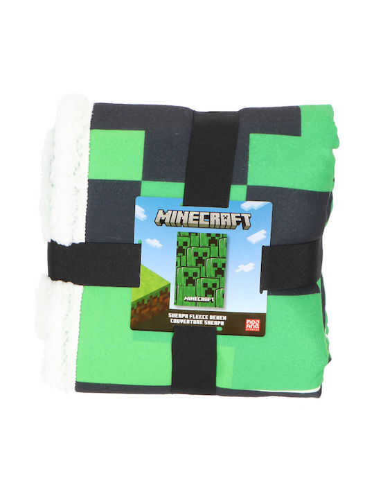 Character World Blanket Cot Minecraft Fleece Green 100x150cm.