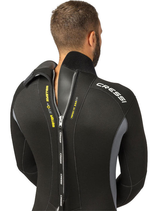 CressiSub Fast All-in-One Jumpsuit Wetsuit Double-Lined with Zip Black Gray 7mm