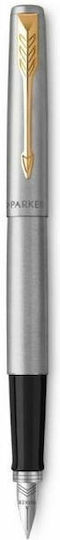 Parker Writing Pen Medium Silver made of Steel with Blue Ink