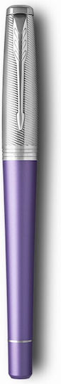 Stilou Medium 0.8mm Violet Din Aluminiu Cu Cerneală Roșie