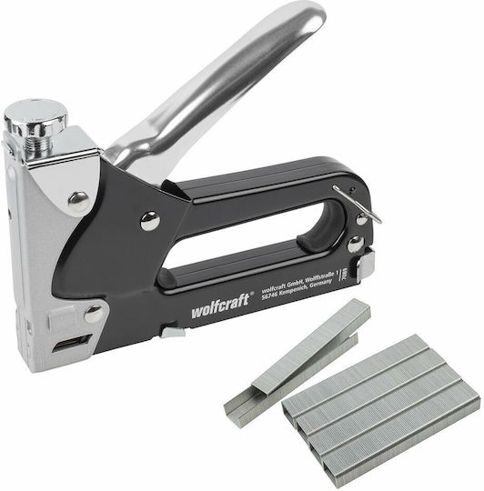 Wolfcraft Hand Tacker with Staples 8mm Hand Staple Gun for Staples 7089000