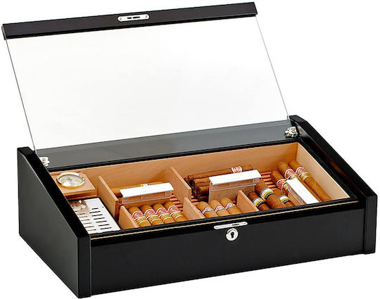 Adorini Adorini Deluxe Ξύλινη Βιτρίνα Υγραντήρας 78 Πούρων με Υγρόμετρο 49x29x15εκ.