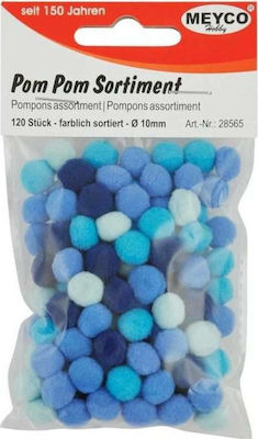 Meyco Blue Craft Pom Pom Set of 120pcs