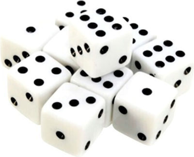 Plastic Dice White 1x1cm 10pcs