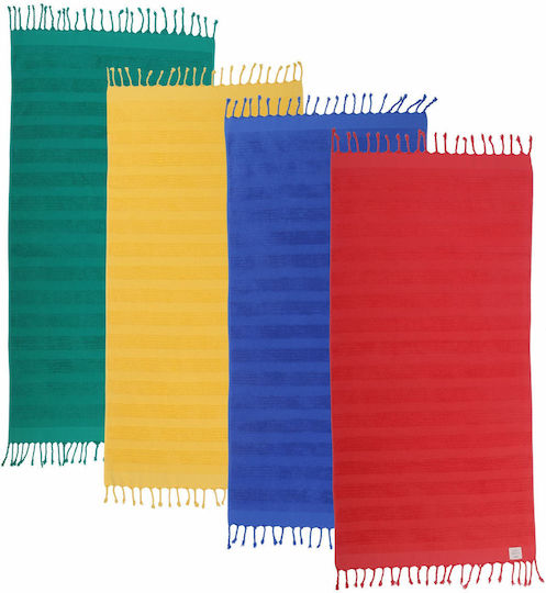 Nef-Nef Homeware Cotton Green Beach Towel with Fringes 160x80cm