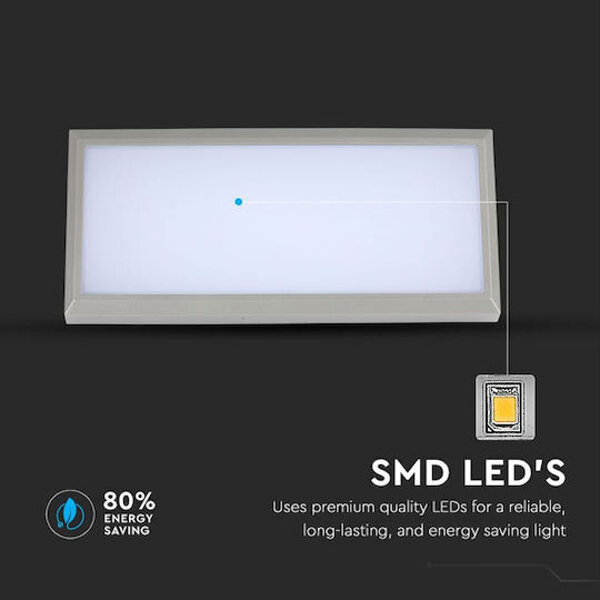 V-TAC Aplica de exterior montată pe perete LED IP65 12W cu Alb Natural Lumină 26.5x12x8.1εκ.