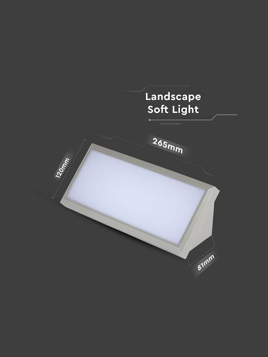 V-TAC Επιτοίχια Εξωτερική Πλαφονιέρα LED IP65 12W με Φυσικό Λευκό Φως 26.5x12x8.1εκ.