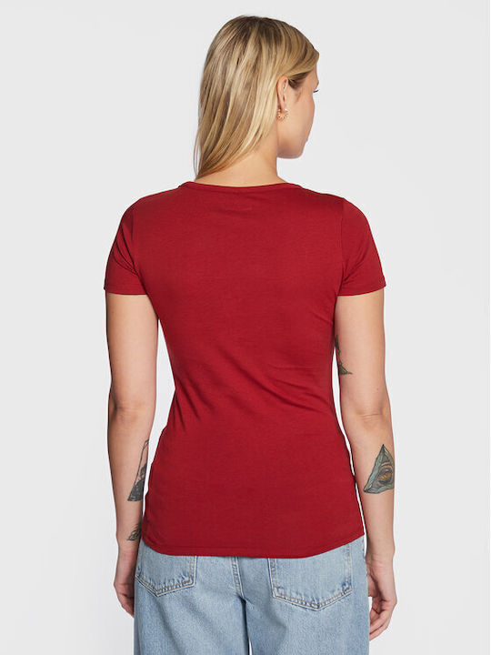 Pepe Jeans E1 Corine Damen T-shirt mit V-Ausschnitt Rot