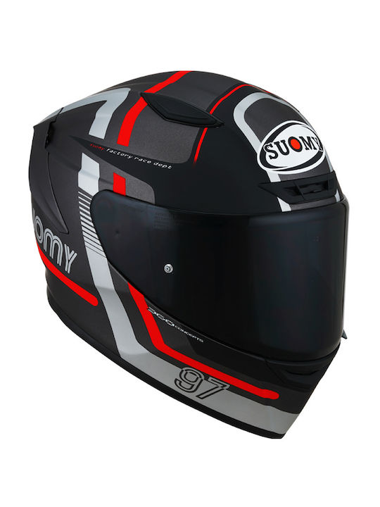 Suomy Track-1 Design 02 Ninety Seven Full Face Helmet ECE 22.06 1350gr Gunmetal / Red