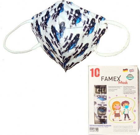 Famex Disposable Protective Mask FFP2 NR Kids White with Cars 1000pcs