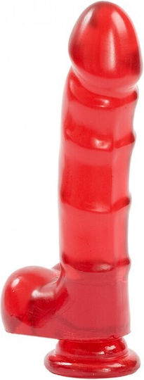 Doc Johnson Jelly Jewels Ρεαλιστικό Dildo με Όρχεις και Βεντούζα Κόκκινο 20cm