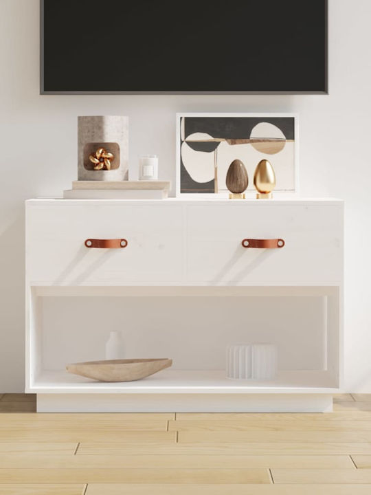 TV Stand from Solid Wood White L90xW40xH60cm