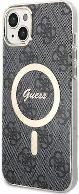 Guess MagSafe + Wireless Charger Apple iPhone Umschlag Rückseite Silikon Schwarz (iPhone 14) GUBPP14SH4EACSK