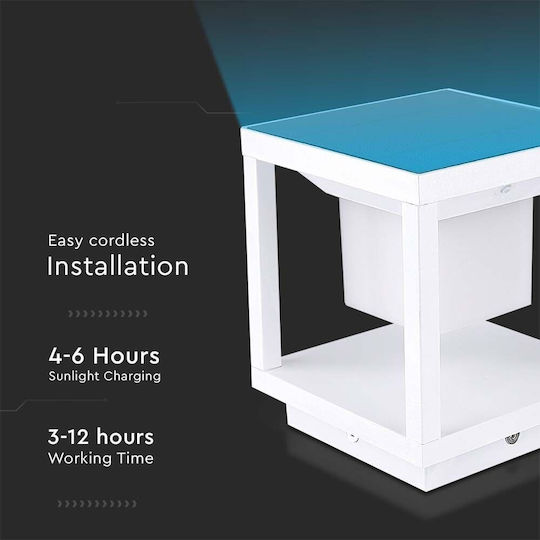 V-TAC Solar Light Floor 2W 90lm Warm White 3000K with Motion Sensor and Photocell IP65 14cmx14cmx16.3cmcm