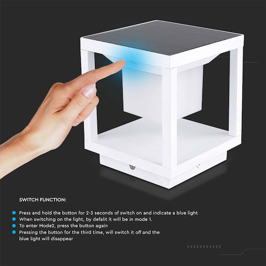 V-TAC Solar Light Floor 2W 90lm Warm White 3000K with Motion Sensor and Photocell IP65 14cmx14cmx16.3cmcm